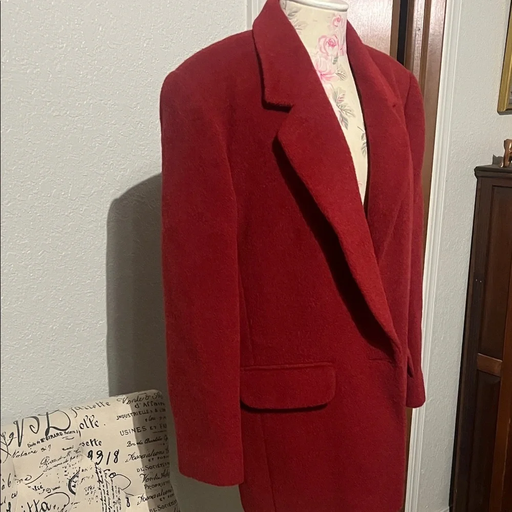 Vintage Harve Benard  by Benard Holtzman Women's Burgundy Pea Coat PERFECT - Picture 9 of 11